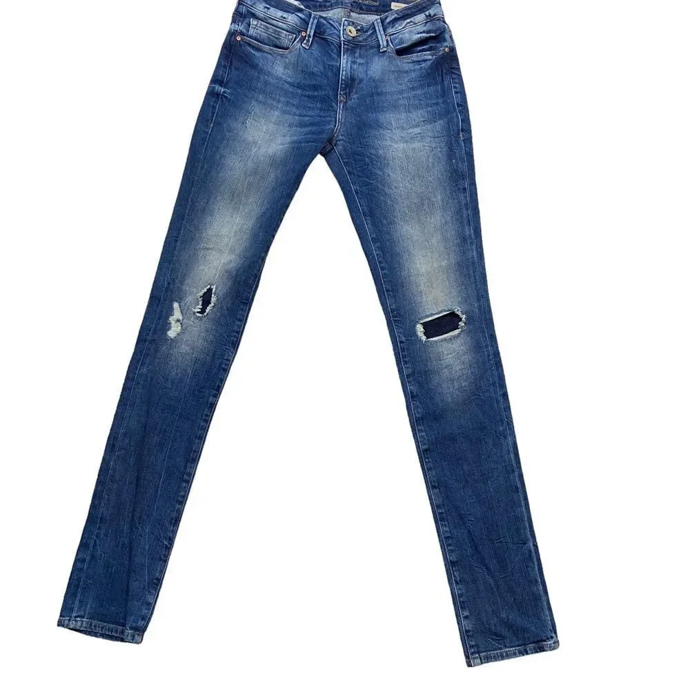 Ladies Mavi Alexa Mid-Rise Skinny‎ Jeans Slightly Distressed Size 27